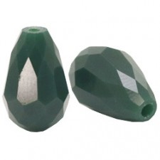Top faceted drop shaped bead 8x11mm Dark petrol green